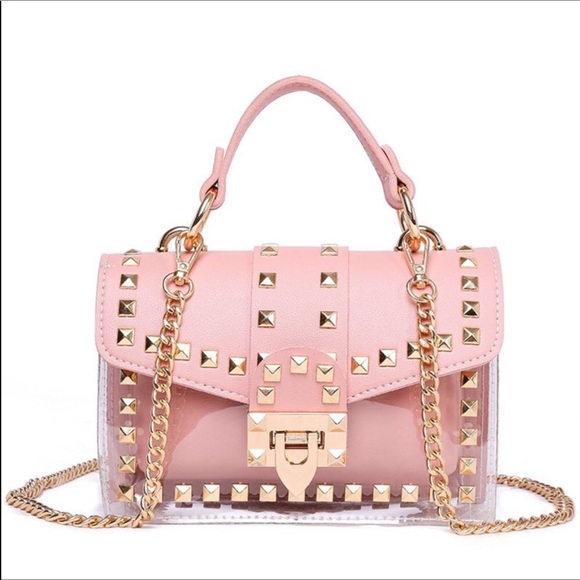 Handbags - Pink Gold Studded Crossbody Bag